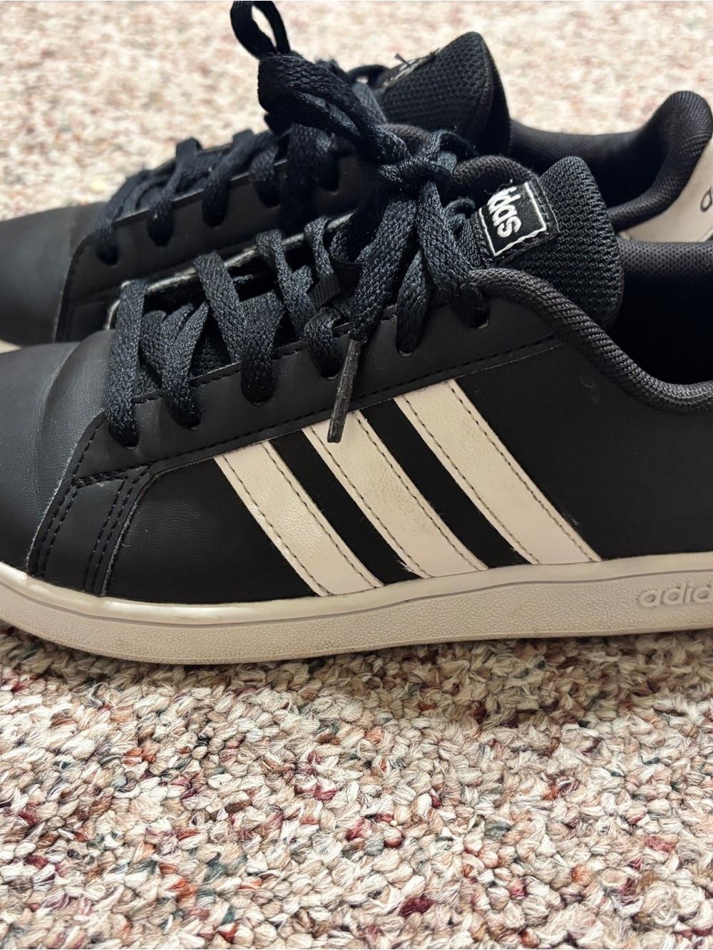 Adidas black/White Court-Style Sneakers